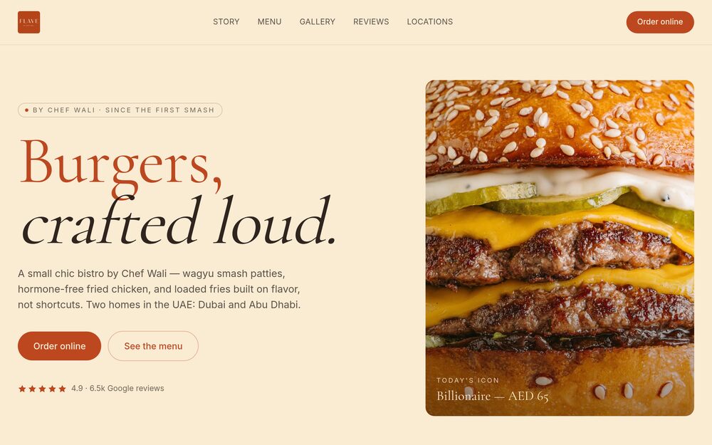 FLAVE DXB project website preview
